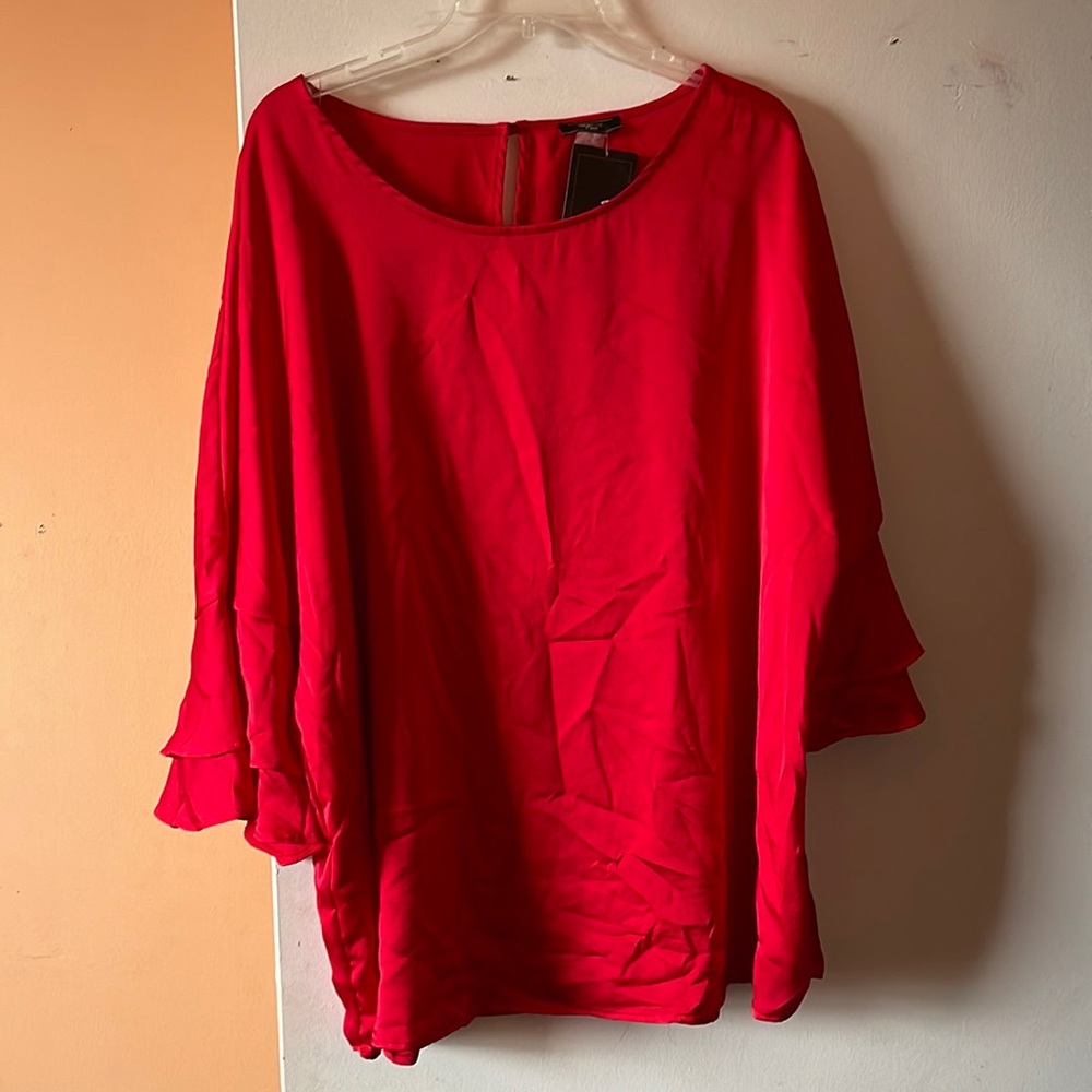 Red Bell Sleeve Blouse